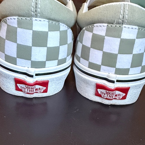 Vans Mint Green and White Checkered Slip-Ons - Picture 4 of 4